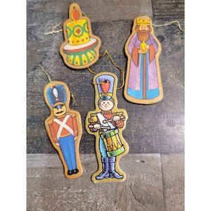 Wooden soilder candle 3 kings man xmas ornament set